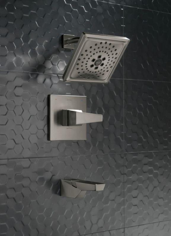 Delta Trillian® 14 Series Lumicoat® Black Stainless H2Okinetic Tub Shower Trim-1