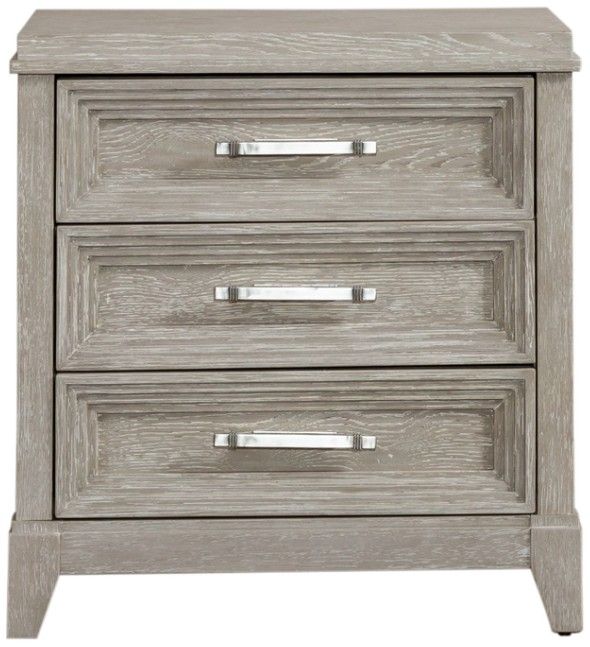 Liberty Furniture Belmar Silver Champagne/Washed Taupe Nightstand-2