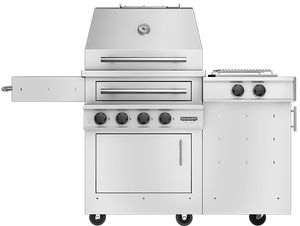 Front view of the Kalamazoo™ Hybrid Fire K500HS 4-Burner Marine-Grade Stainless Steel Freestanding Liquid Propane Gas Grill
