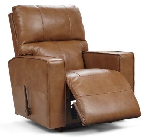 La-Z-Boy® Maddox Camel Leather Manual Rocking Recliner-4