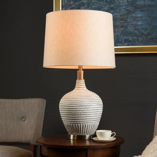 StyleCraft Ridged White Wash Table Lamp-3