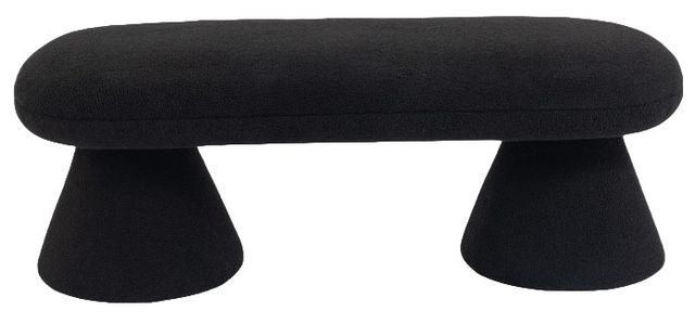 Meridian Furniture Drum Black Faux Shearling Teddy Fabric Upholstered Bench-1