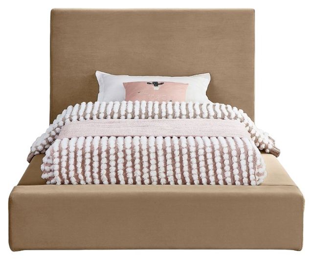 Meridian Furniture Dorian Beige Twin Upholstered Panel Bed-1