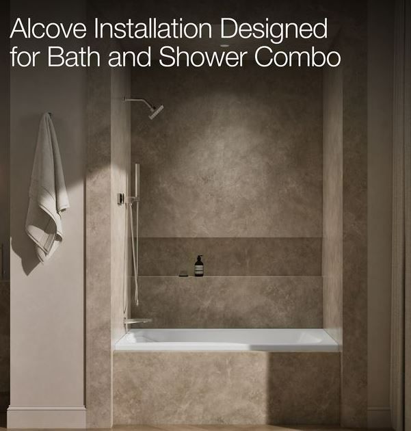 KOHLER® Mariposa® White 60" x 36" Alcove Heated Whirlpool, Left Drain and Heater-3
