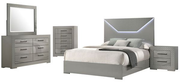 Coaster Ives 5 Piece Gray High Gloss Queen Panel Bedroom Set Coaster Ives 5 Piece Gray High Gloss Queen Panel Bedroom Set