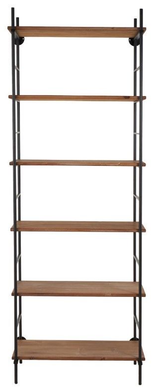 Deco Marche Brown 33''Rectangular 6-Level Shelving with Black Metal Ladder Frames-1