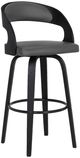 Armen Living Shelly 2-Piece Black Brushed/Brown Counter Stool Set-0