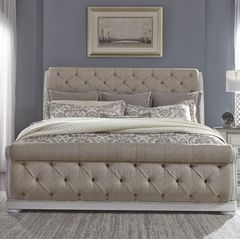 Liberty Furniture Abbey Park Antique White/Weathered Brown Queen Upholstered Sleigh Bed