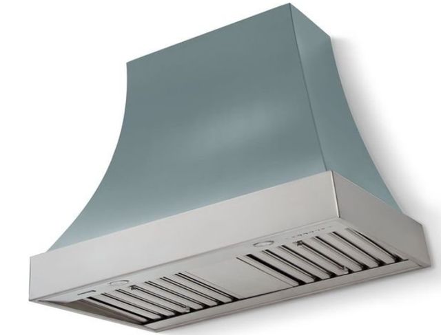 La Cornue CornuFé Cascade 36" Ocean Wall Mounted Range Hood with Satin Chrome Trim-0