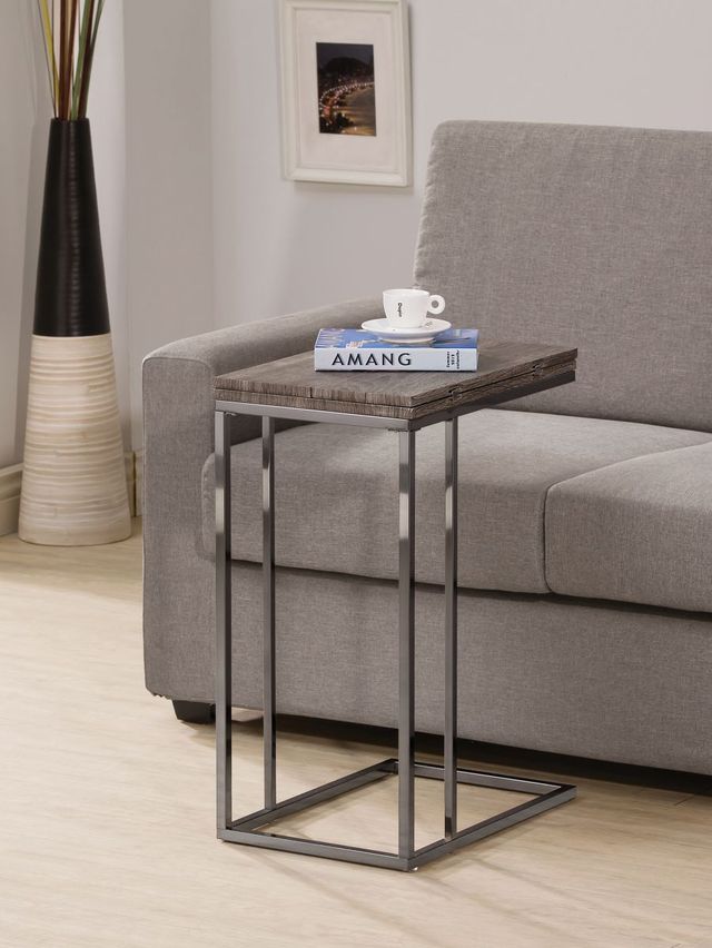 Coaster® Pedro Weathered Grey Expandable Top Accent Table with Black Metal Base-1