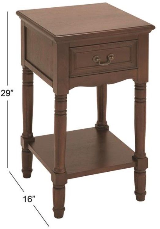 Deco Marche Varnished Brown Side Table with Turned Legs-2