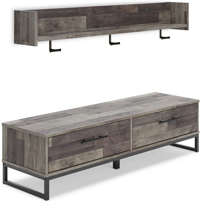 Signature Design by Ashley® Neilsville Multi-Gray Bench with Coat Rack-0