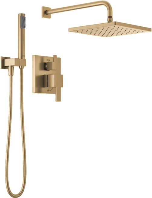 Delta Modern Monitor® 14 Series Champagne Bronze Shower with Raincan, Hand Shower and Rough Valve-0
