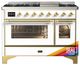 Ilve® Majestic III 48" Custom Pro Style Dual Fuel Natural Gas Range with Griddle and Brass Trim-0