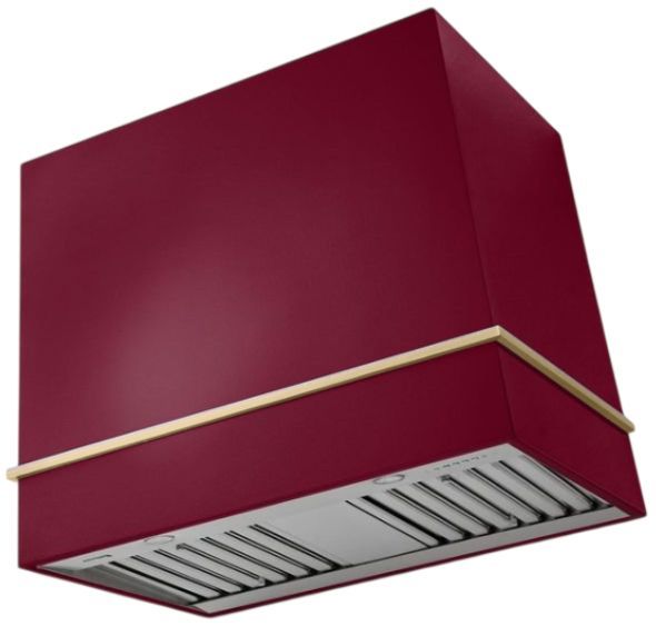 AGA Loge 36" Cranberry Wall Mounted Range Hood with Brushed Brass Trim-0
