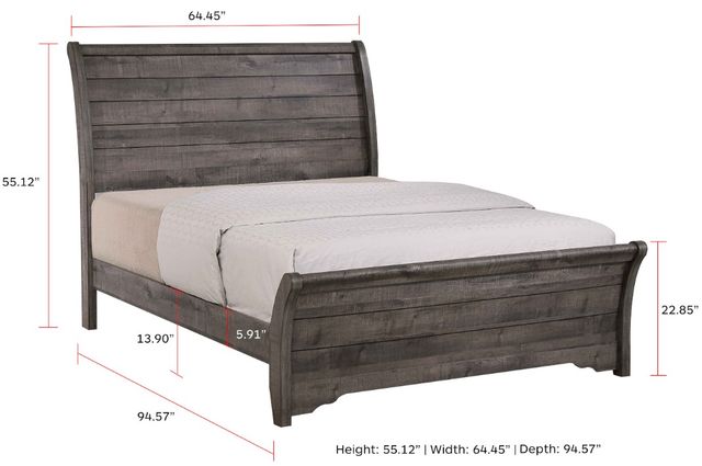 Crown Mark Coralee Gray Queen Sleigh Bed-2