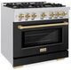 ZLINE Autograph Edition 36" Satin Stainless Steel Pro Style Dual Fuel Range with Black Matte Door and Champagne Bronze Accents-1