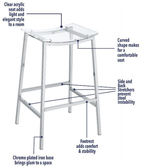 Steve Silver Co. Zena Chrome 30" Backless Bar Stool-2