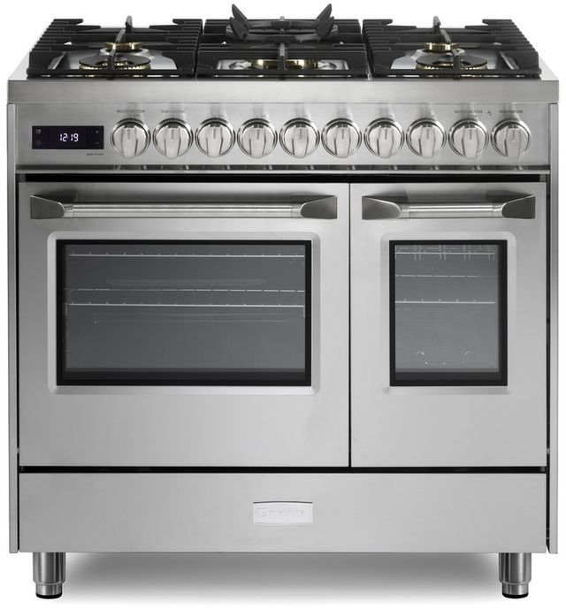 Verona® Ultima 36" Stainless Steel Freestanding Double Oven Pro Style Duel Fuel Range-0