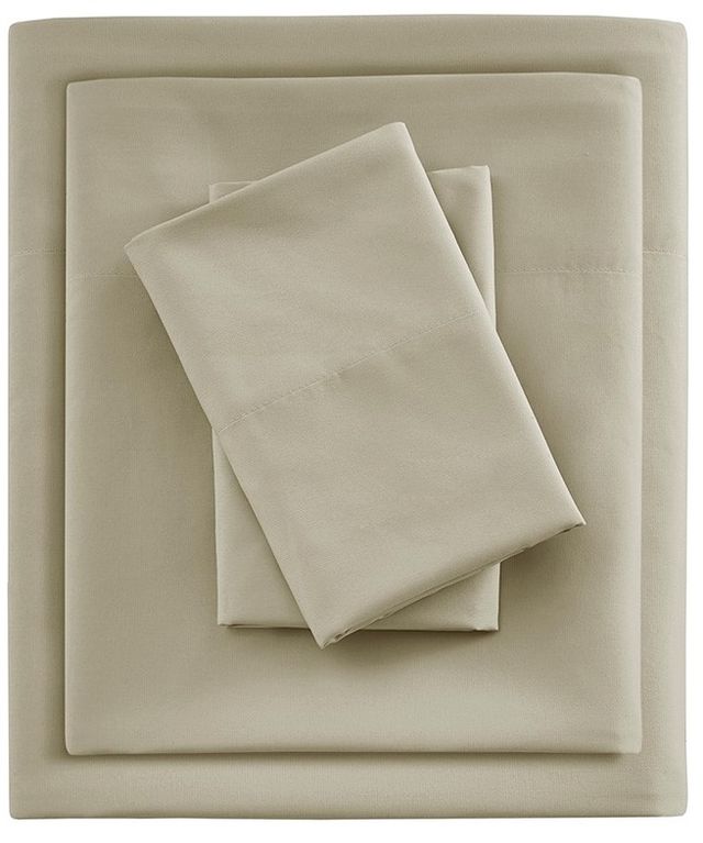 Olliix by Sleep Philosophy Smart Cool Microfiber Khaki Queen Sheet Set-0