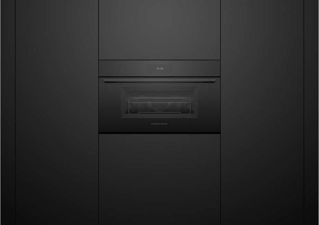 Fisher & Paykel Series 9 Minimal 30" Black Glass Compact Convection Speed Oven-2