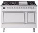 Ilve® Nostalgie II Noblesse 48'' White Pro Style Dual Fuel Range with Chrome Trim-0