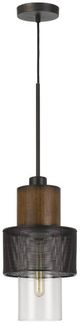 Cal® Lighting & Accessories Mckee Black/Wood Pendant-0