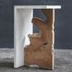 Uttermost® Intersect Aged White Accent Table with Natura Base-1