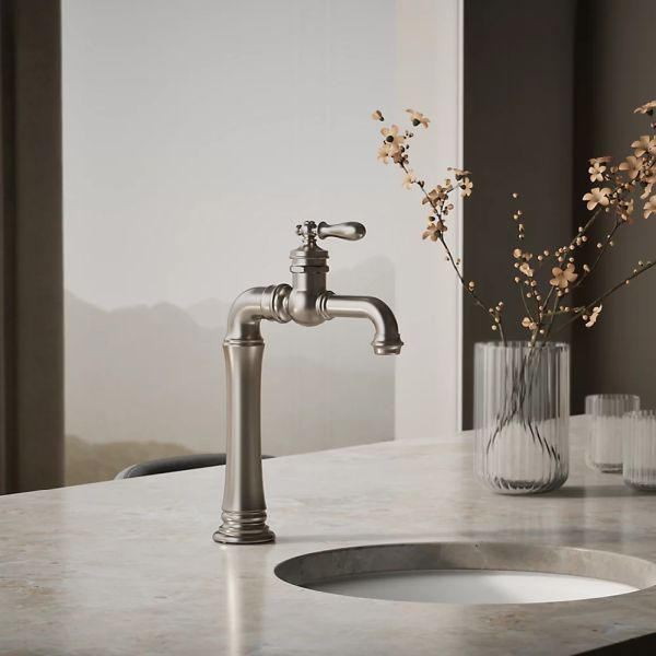 KOHLER® Artifacts® Gentleman's® Vibrant Stainless Single-Handle Bar Sink Faucet-1