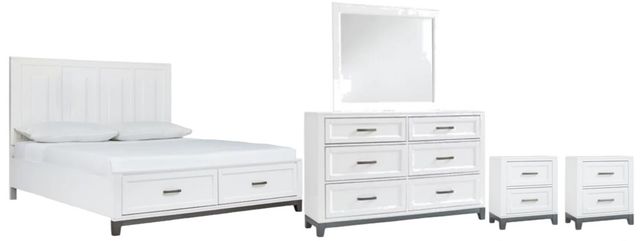 Benchcraft® Brynburg 5-Piece White Queen Storage Panel Bed Set-0