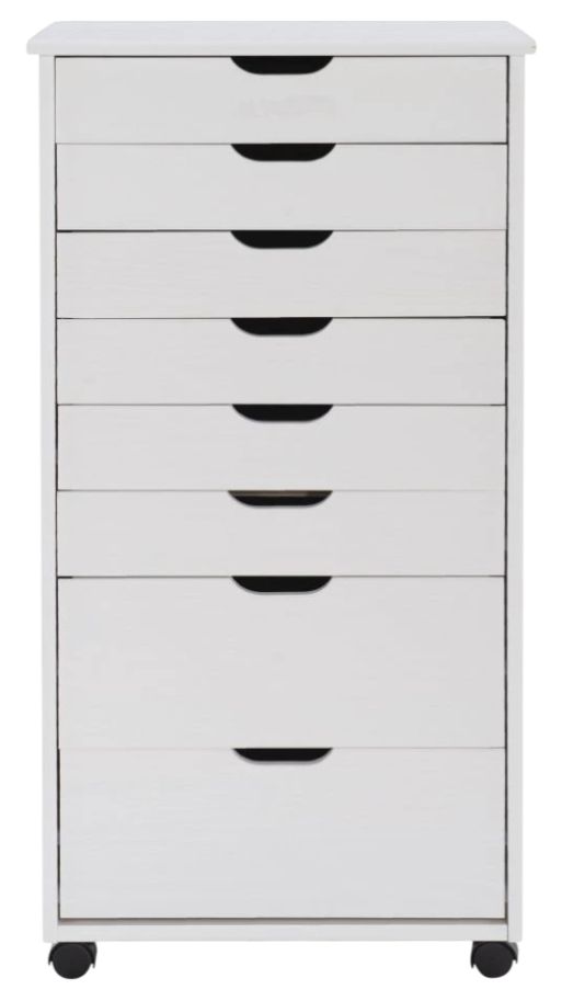 Linon Rudy White Rolling Storage Cart-3
