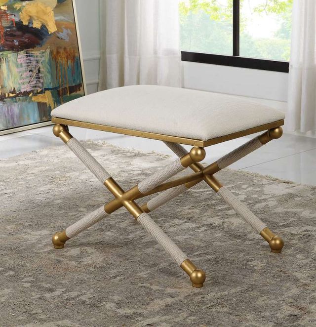 Uttermost® Socialite Gold/White Small Bench-1