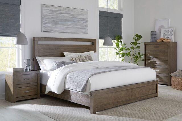aspenhome® Modern Loft Greystone King Low Low Profile Panel Bed-1