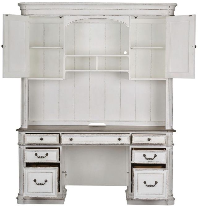 Liberty Furniture Magnolia Manor Antique White/Weathered Bark Credenza and Hutch-2