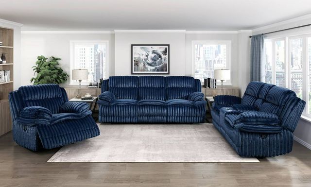 Homelegance® Goodland Blue Manual Glider Reclining Chair-1