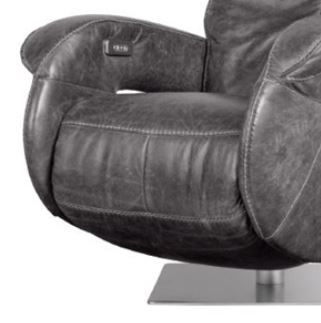 Fornirama 74 Black Power Swivel Recliner with Power Adjustable Headrest-1