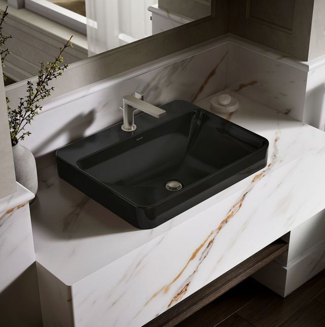 Kohler Vox® Black 23" Rectangular Vessel Bathroom Sink-2