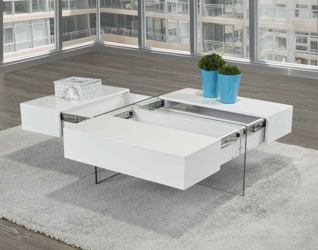 Brassex Inc. White Coffee Table-3