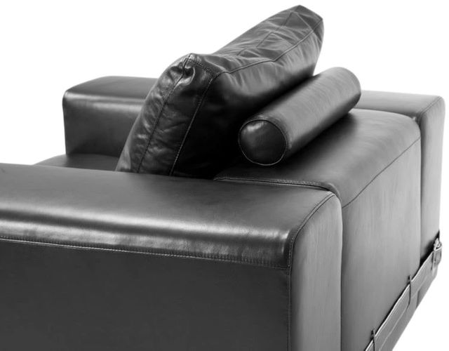 Michael Amini® Mia Bella Black/Stainless Steel Leather Chair-2