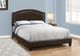 Monarch Specialties Inc. Brown Leather with Brass Trim Queen Bed-1