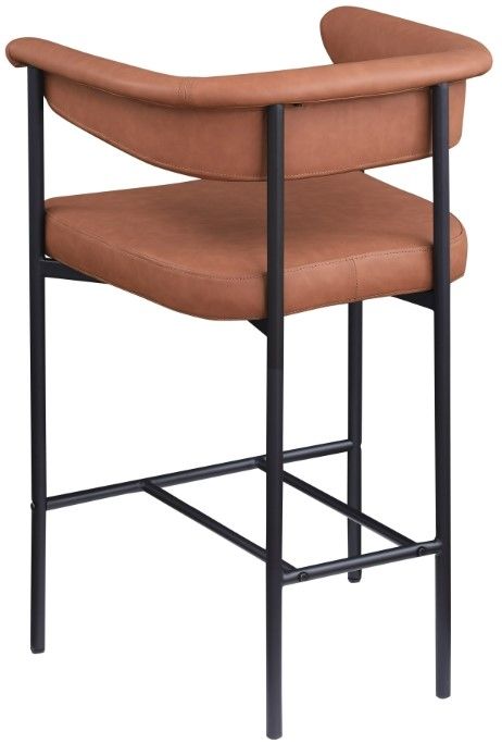 Meridian Furniture Malin Cognac/Matte Black Vegan Leather Counter Stool-3