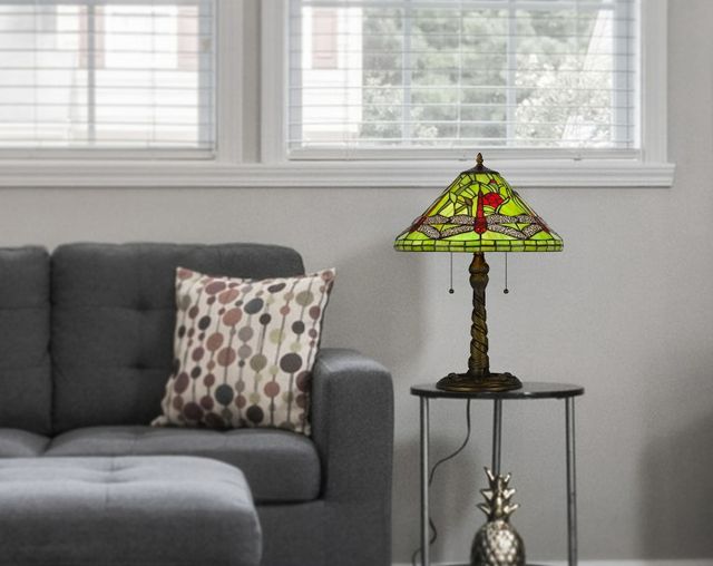 Cal® Lighting & Accessories Tiffany Antique Brass Table Lamp-3