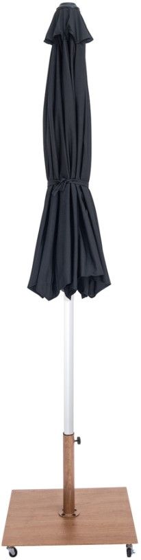 Meridian Furniture Fiji Black/Matte White/Teak Aluminum Outdoor Patio Umbrella and Base-1