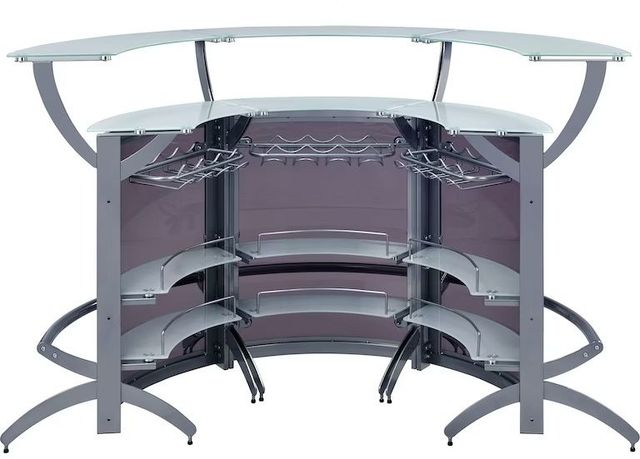 Coaster® Dallas 3-Piece Smoked/Silver Bar Unit-1