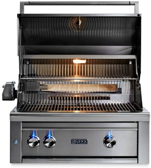 Front view of the Lynx® Professional 2-Burner Stainless Steel Built In Liquid Propane Gas Grill with Rotisserie and 1 Trident™ Infrared Burner and 1 Ceramic Burner