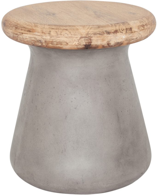 Moe's Home Collection Earthstar Dark Grey Concrete Outdoor Stool with Wood Seat-1