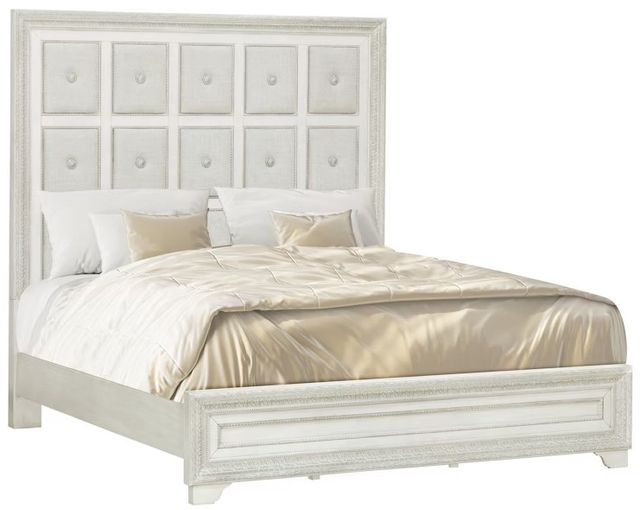 Pulaski™ Camila White King Upholstered Panel Bed-0