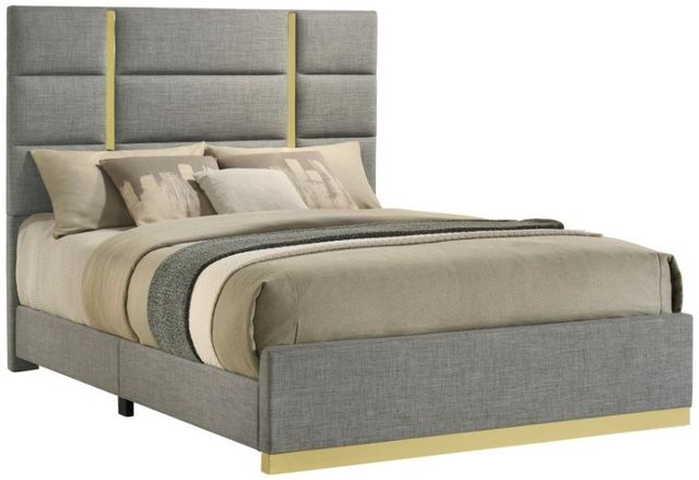 Coaster® Ines Gray Eastern Queen Upholstered Panel Bed-0