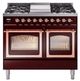 Ilve® Nostalgie II Noblesse 40'' Burgundy Pro Style Dual Fuel Range with Copper Trim-0