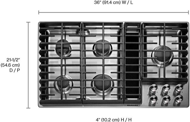 KitchenAid® 36" Stainless Steel Gas Downdraft Cooktop-2